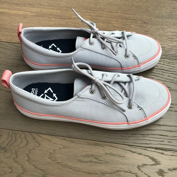 Sperry Crest Vibe SeaCycled Lace Up Casual Neutral Sneakers Grey Pink Sz 9 NWOT - Picture 8 of 12